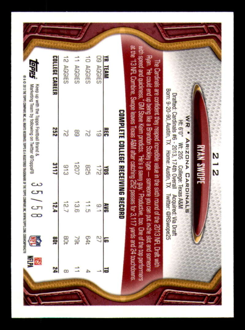 2013 Topps Mini Gold Football #ed/58 - Set Break - Front and Back Scans # 1-220 - Picture 467 of 486