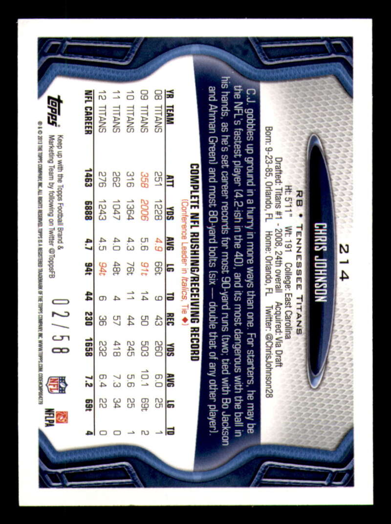 2013 Topps Mini Gold Football #ed/58 - Set Break - Front and Back Scans # 1-220 - Picture 470 of 486