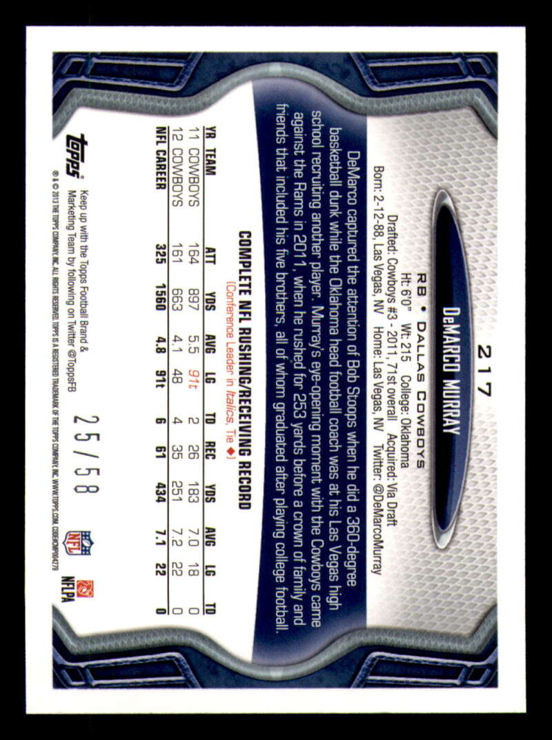 2013 Topps Mini Gold Football #ed/58 - Set Break - Front and Back Scans # 1-220 - Picture 479 of 486