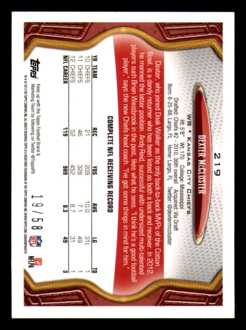 2013 Topps Mini Gold Football #ed/58 - Set Break - Front and Back Scans # 1-220 - Picture 482 of 486