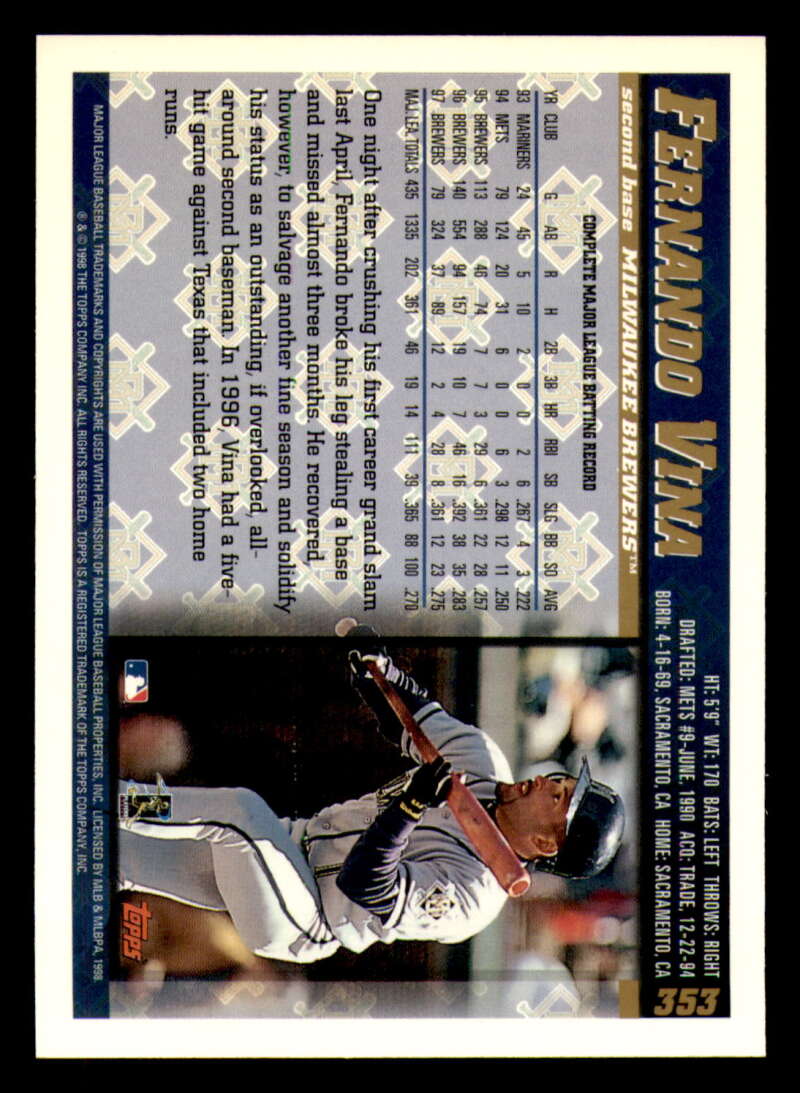 1998 Topps acuñado en paralelo de béisbol Cooperstown * * Set Break * 253-503 - Imagen 170 de 436