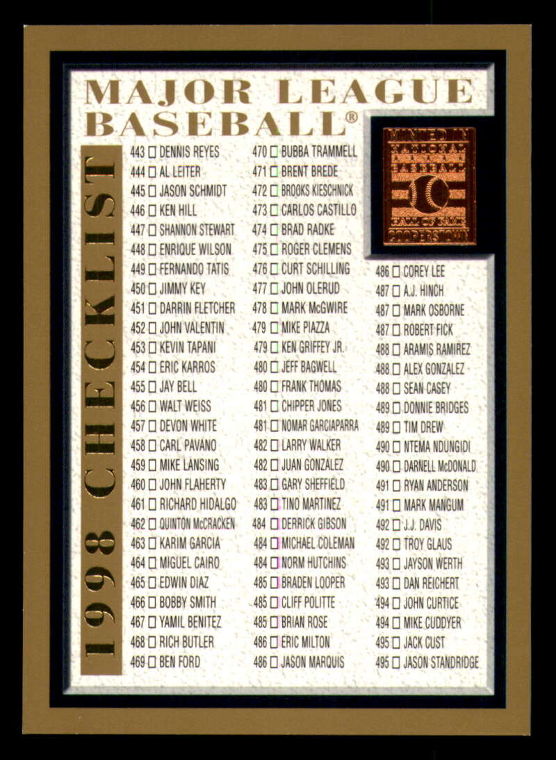 1998 Topps acuñado en paralelo de béisbol Cooperstown * * Set Break * 253-503 - Imagen 435 de 436