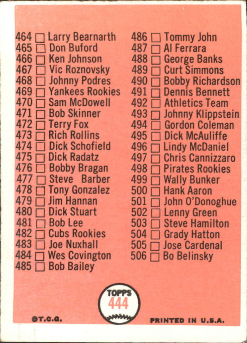 Pick Your Cards 1966 Topps Baseball Singles Set Break 1 (#266-516) - Picture 319 of 447