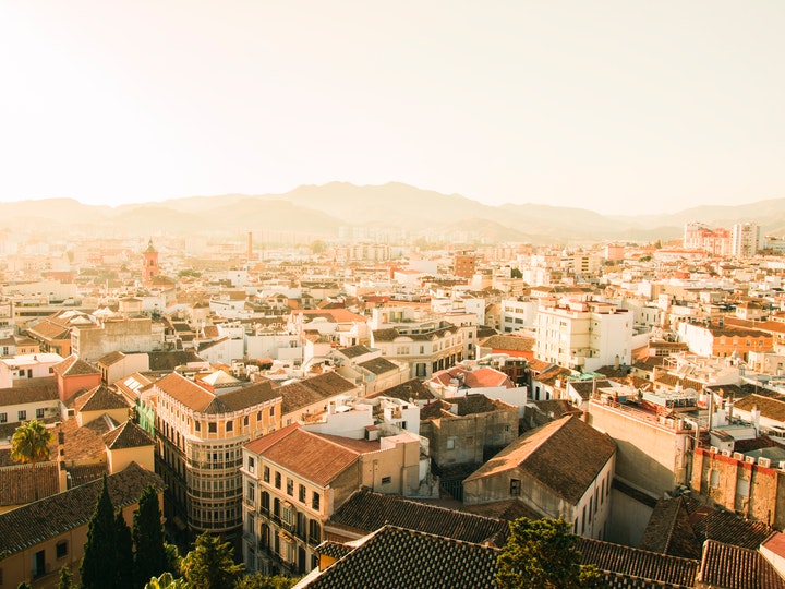 Aerial Shot of Town in Spain