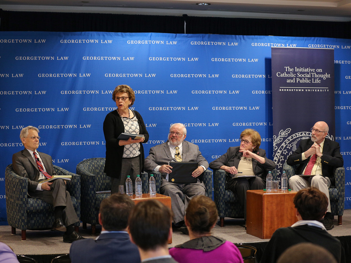 Barbara Thorp and other panelists at April 9, 2019 Public Dialogue at Georgetown Law