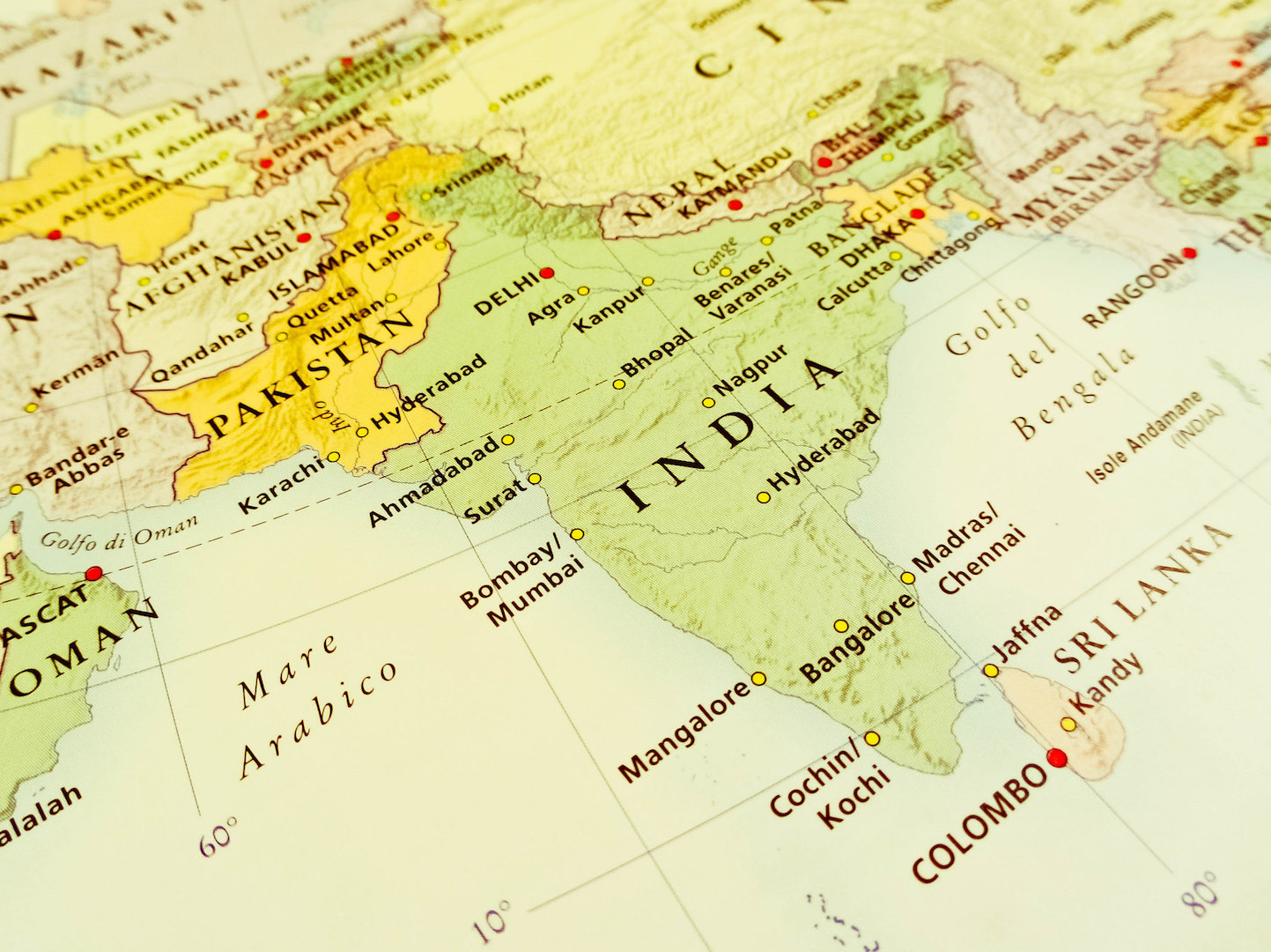 Map of India and the Indian Ocean
