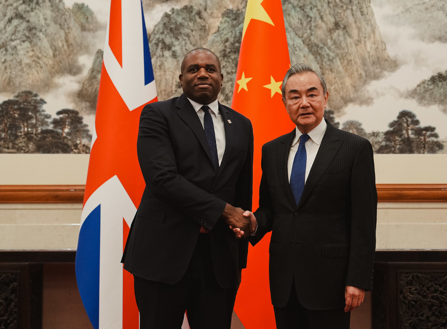 UK Foreign Secretary David Lammy and Chinese Foreign Minister Wang Yi. Ben Dance/FCDO/Flickr