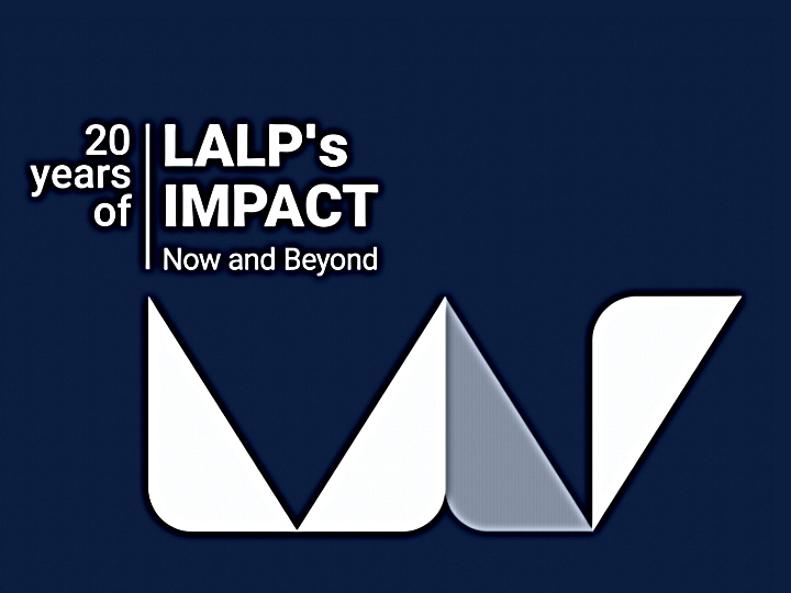 logo 20 Years of LALP's Impact: Now & Beyond, imagen creada por Estudio89 de GCL alumna Lula Capriel