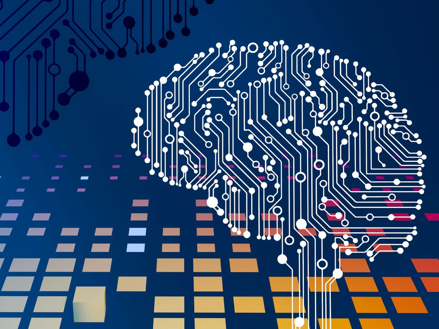 A design of a brain made out of microchips.