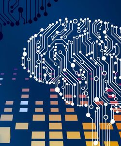 A design of a brain made out of microchips.