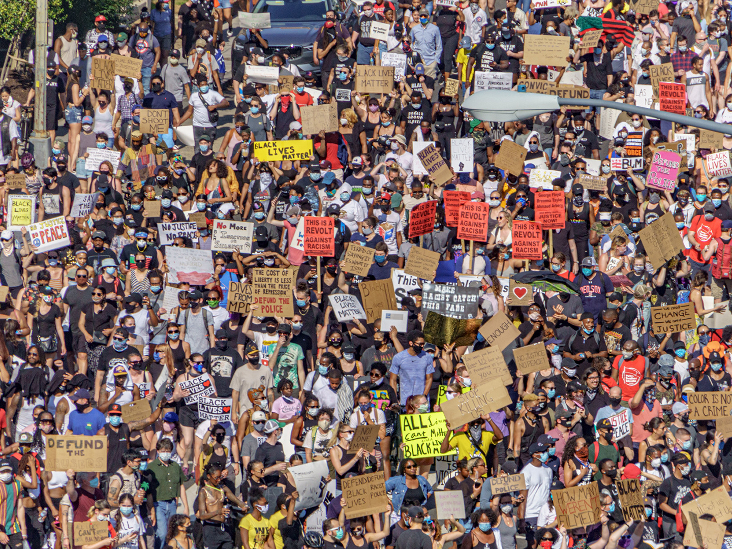 Large crowd of people at a protest in Washington, DC
