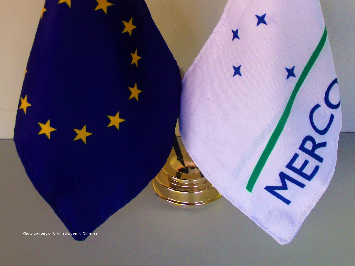 EU and Mercosur flags