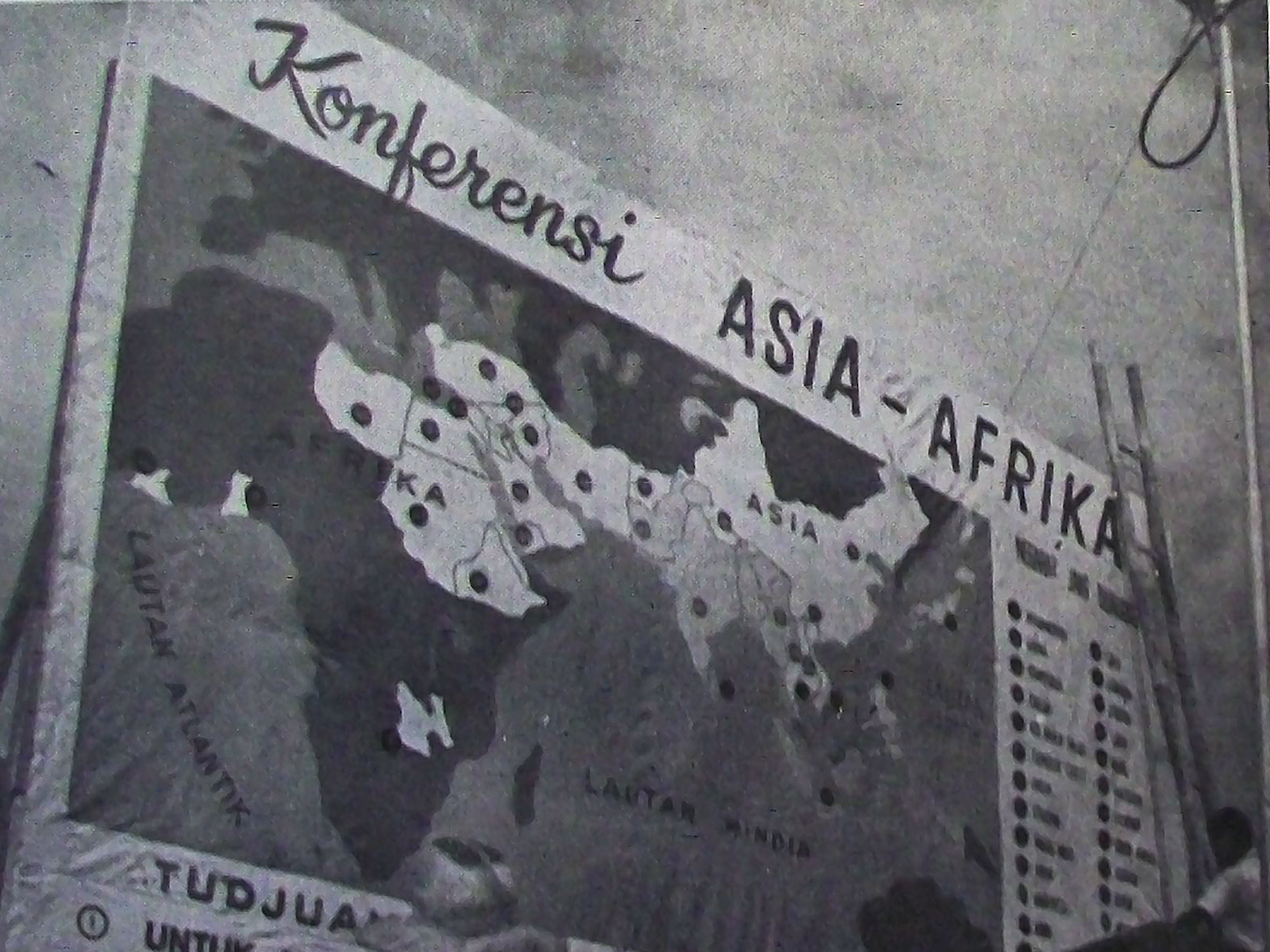 A poster of the Bandung Conference in black and white
