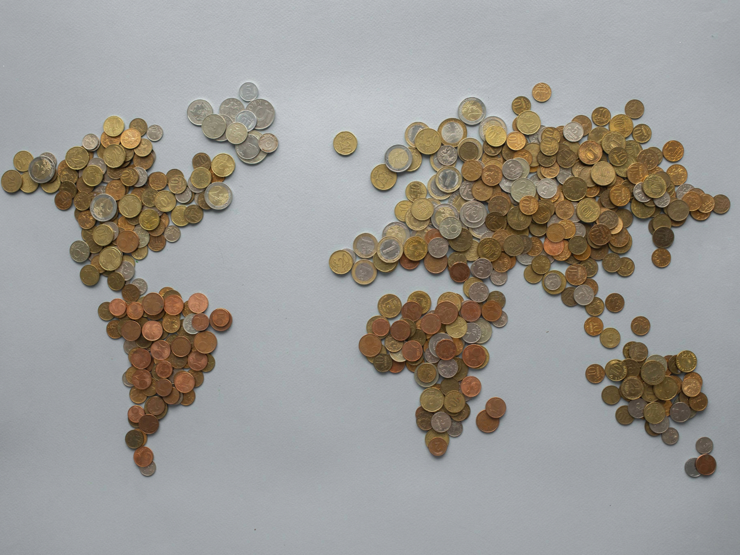 World map made with coins