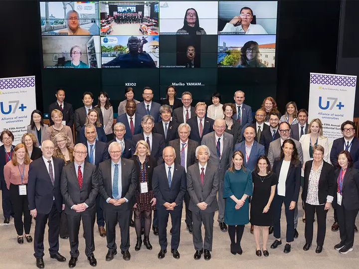 U7+ university presidents and officials in Tokyo, Japan in March 2023.