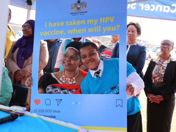 A local health clinic in Eswatini hosts a human papillomavirus vaccination campaign. Photo courtesy of the Center for Global Health Practice and Impact.
