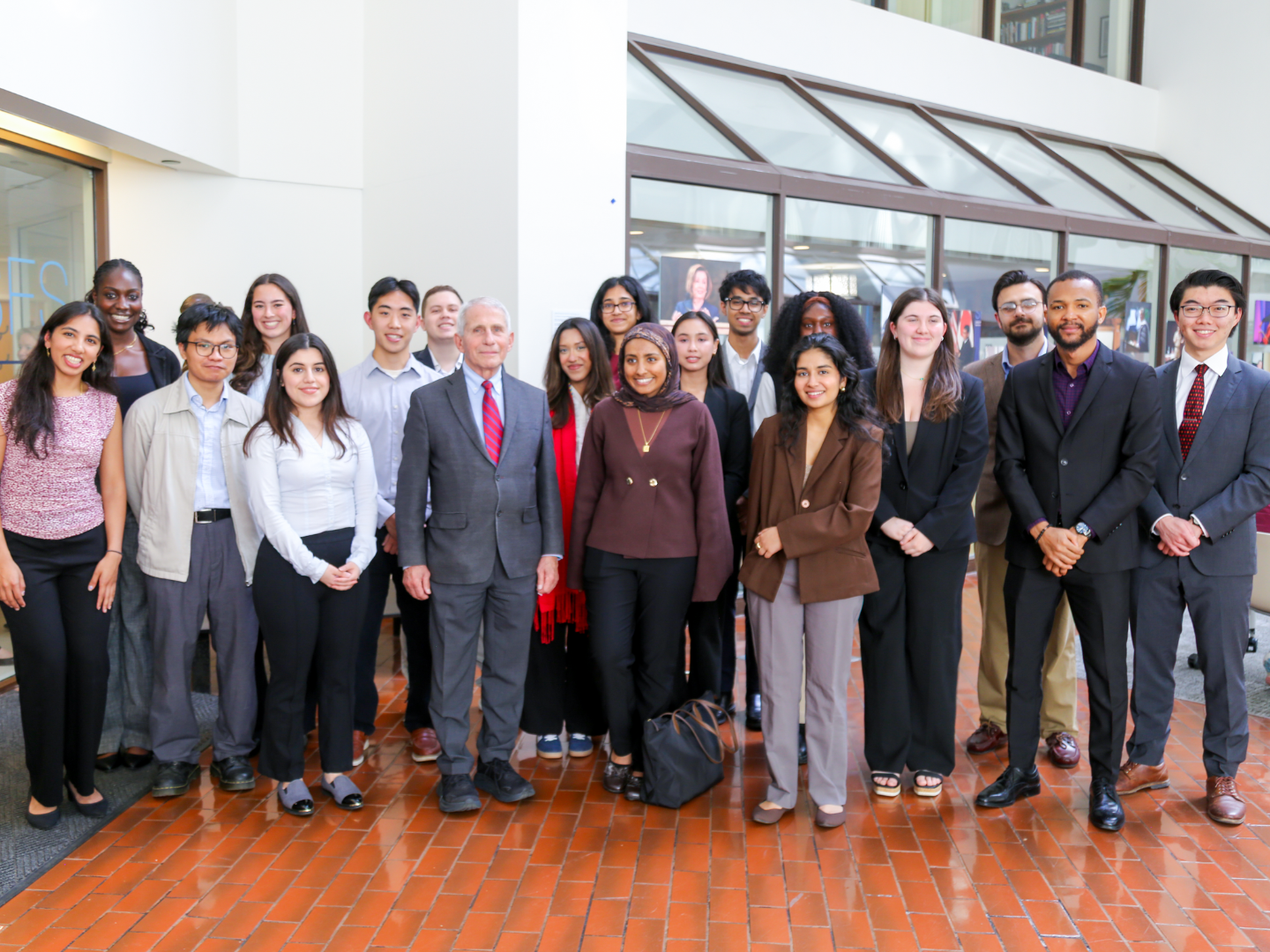 Anthony S. Fauci (H’90), M.D., a Distinguished University Professor, attended the end-of-year presentations.