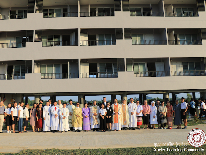 Banchoff and his hosts pose during dedication of new dormitory