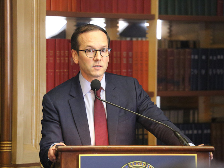 Evan Medeiros, Penner Family Chair in Asian Studies, delivers remarks.