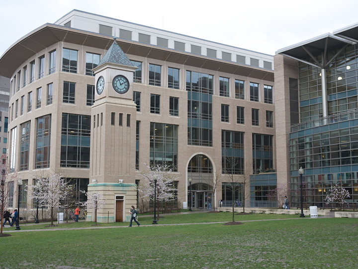 Georgetown Law Center Clock Tower and Stone Building