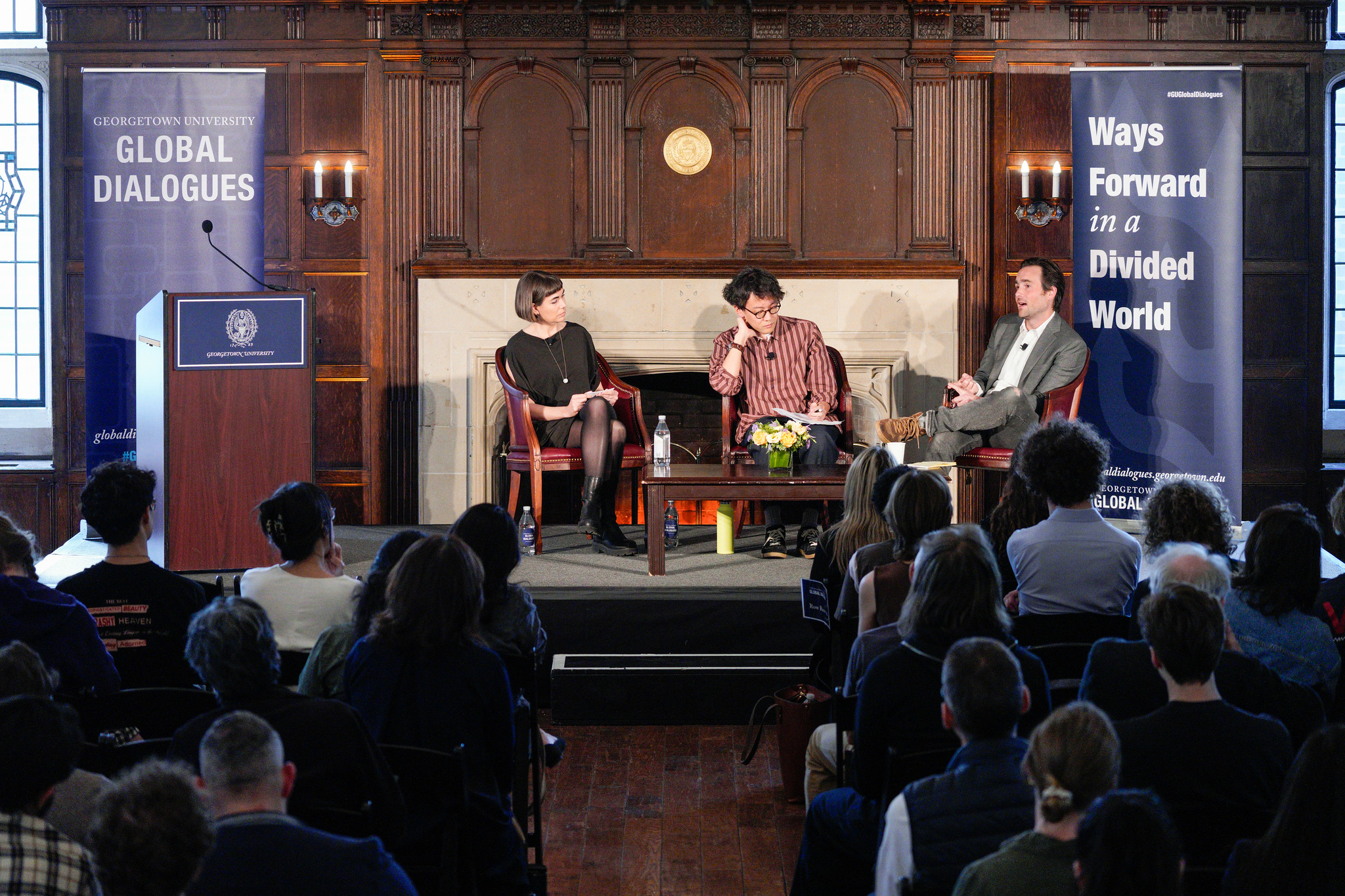 Meehan Crist, Kohei Saito, and David Wallace-Wells speak in "Degrowth as a Response to the Climate Crisis."