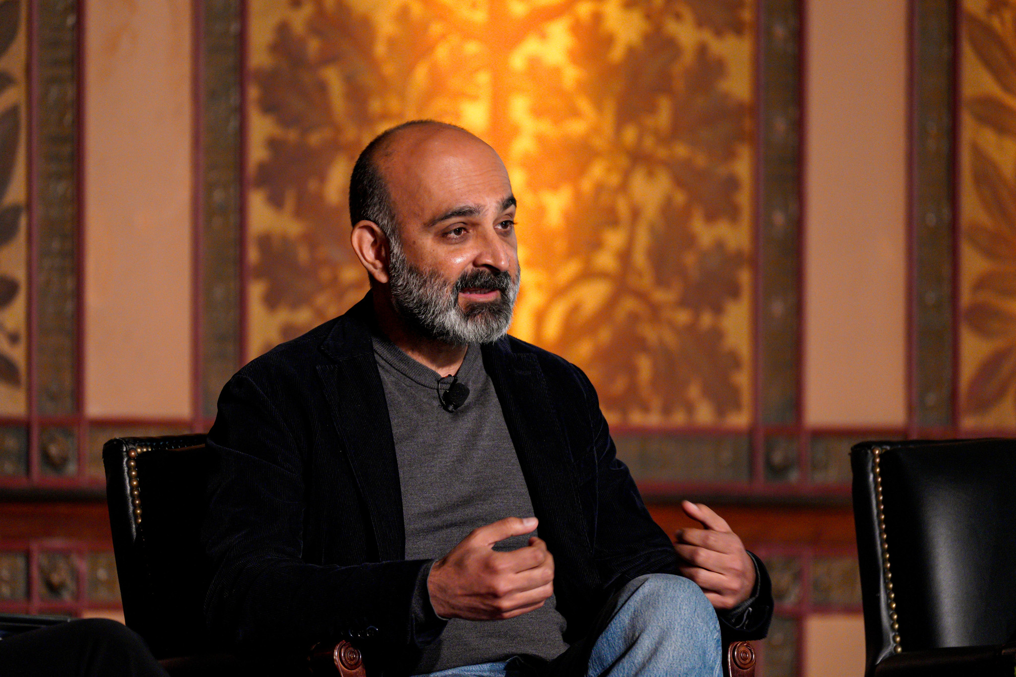 GGD Fellow Mohsin Hamid addresses the audience in "The U.S. Role in the World: Looking Beyond the 2024 Presidential Election."