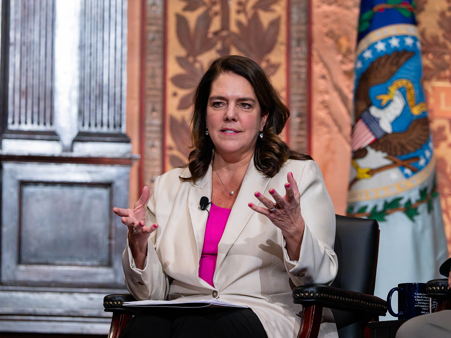 Kerry Robinson (C’88) of Catholic Charities USA, January 21, 2026, in Gaston Hall.