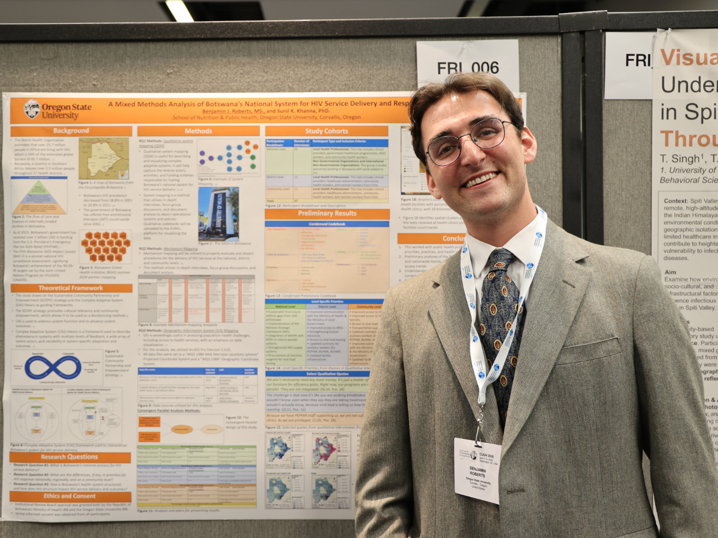 Alumnus Benjamin Roberts (G’22), now a doctoral student in global health at Oregon State University, presented a poster analyzing Botswana’s national HIV service delivery system.