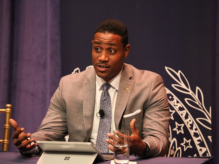 Panelist Justin Giboney speaks during the event