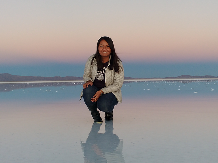 Claudia Soliz at the Salar de Uyuni in Bolivia
