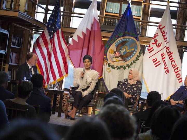 HH Sheikha Moza at the Georgetown leadership seminar on education in times of conflict