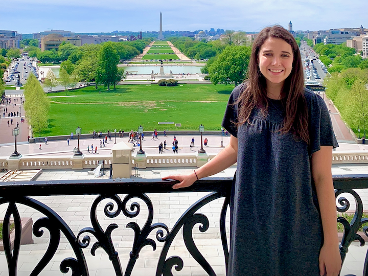 Luisa Ferrari (NHS'20) on the Speaker's Balcony of the Capitol Building