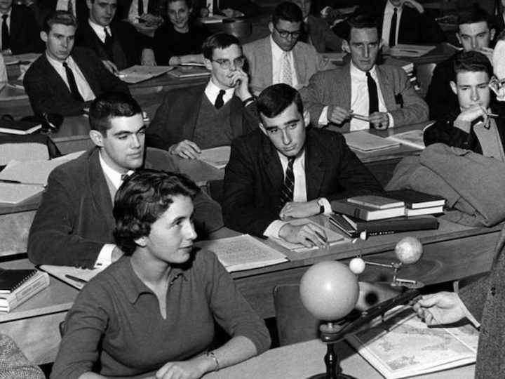 female student in class