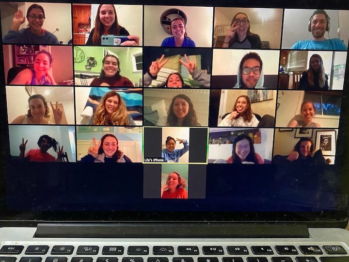 Ultimate frisbee practice on zoom