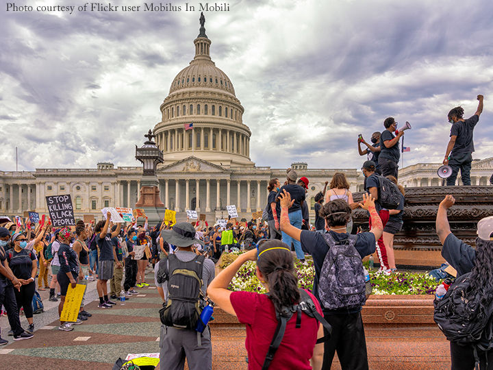 Black Lives Matter protesters in front of the United States Capitol Building