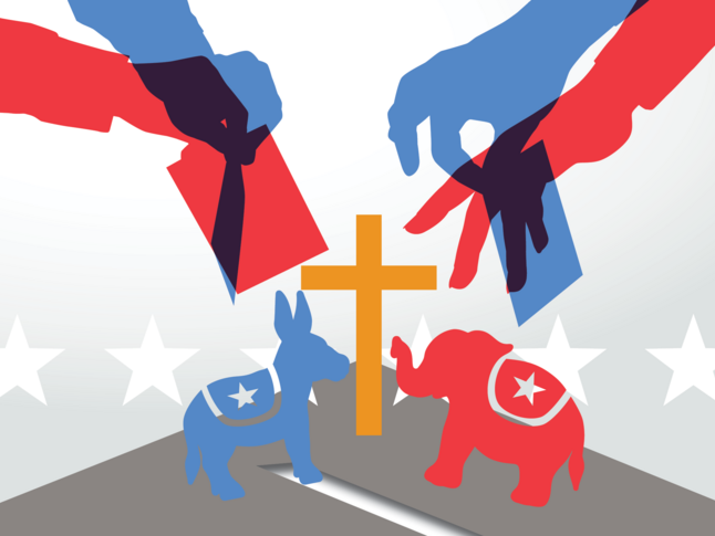 Graphic of US democratic and republican political party symbols