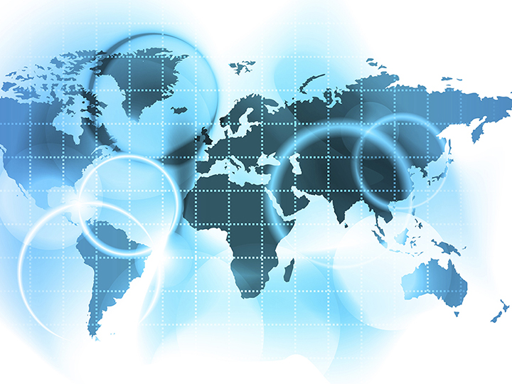 Blue stylized world map