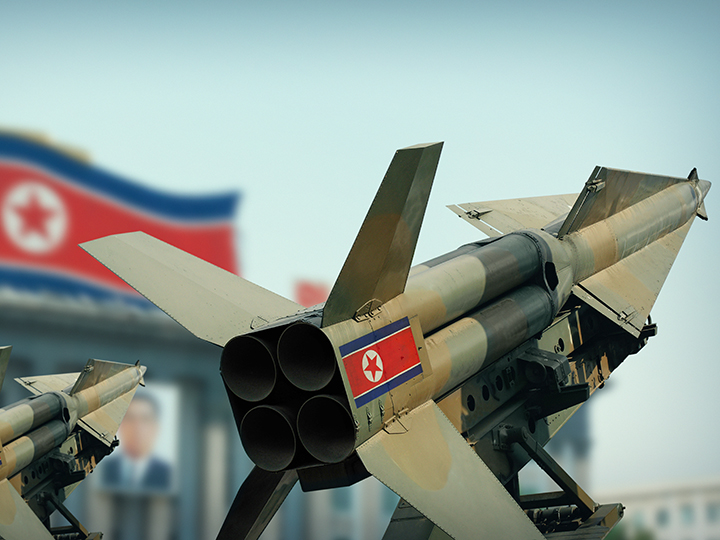 Missiles with North Korea flag