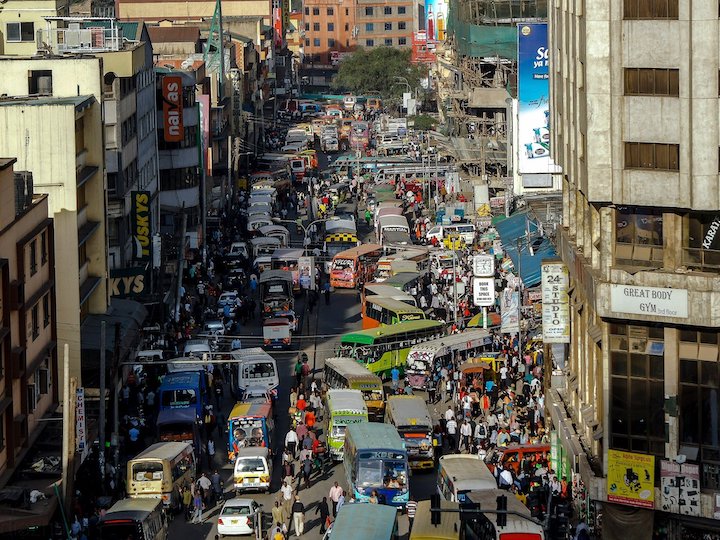 A busy street in Nairobi, Kenya