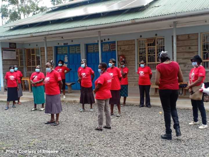 Community health volunteers in Kenya wearing masks courtesy of Trocaire