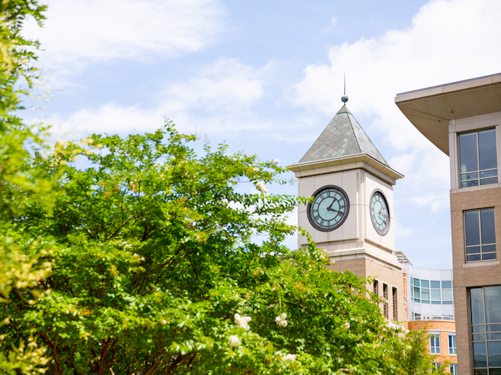 Exterior of Clock Tower on Georgetown Law Center Campus