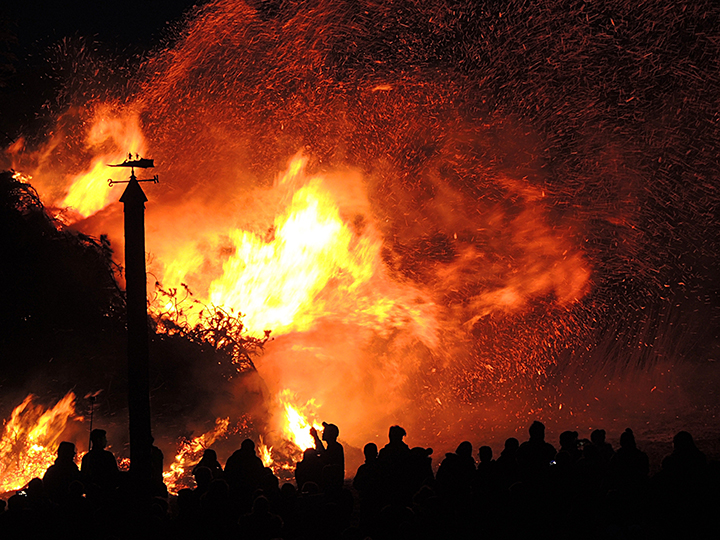 Image of a wildfire at night