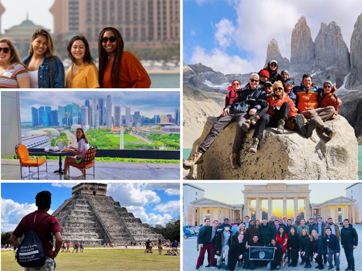 Collage of GU students traveling with MSB