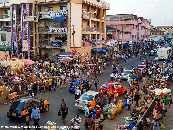 A busy street in Accra, Ghana