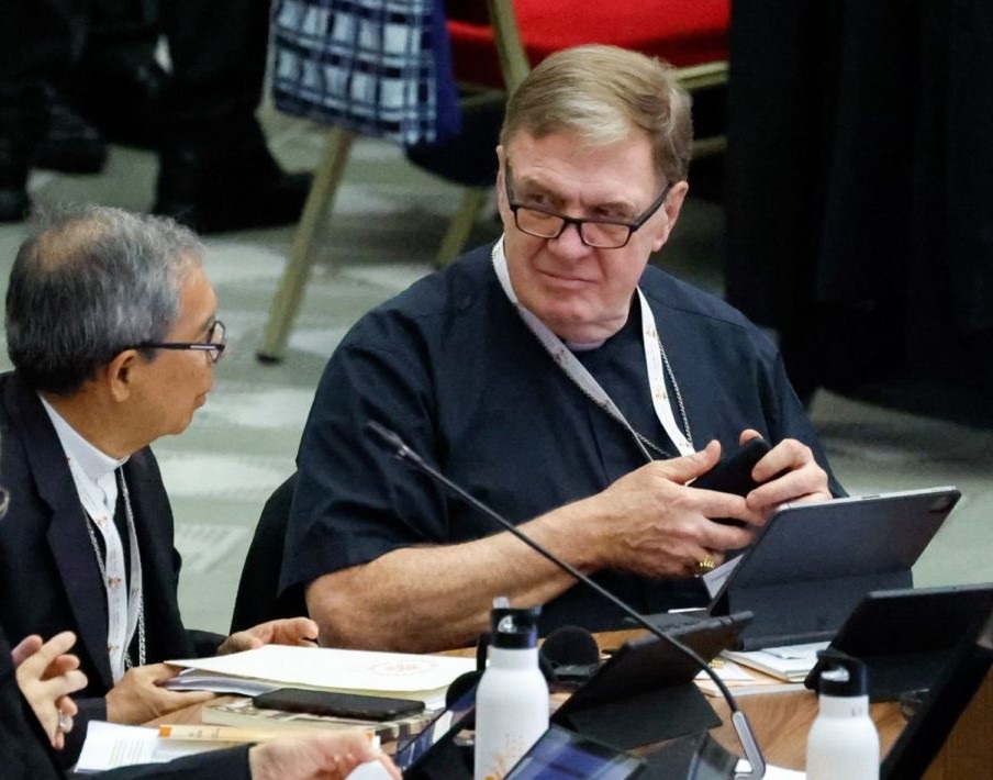 Cardinal Tobin of Newark, NJ joins members of the assembly of the Synod of Bishops Oct. 26, 2023. (CNS photo/Lola Gomez)