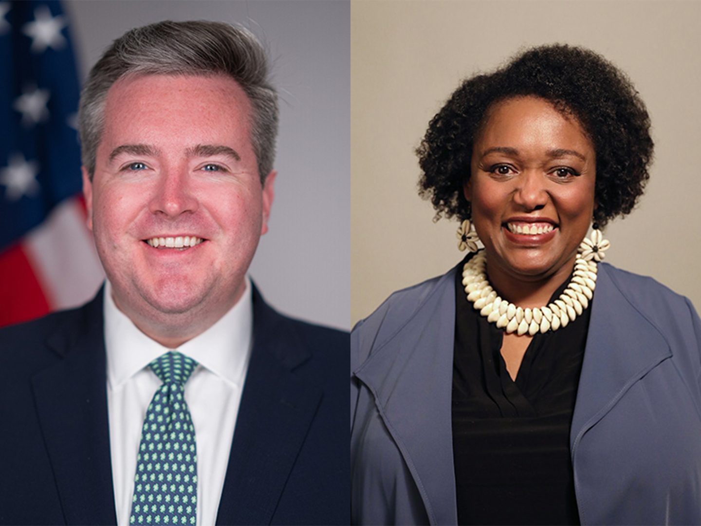 Headshots of John McCarthy and Gloria Purvis