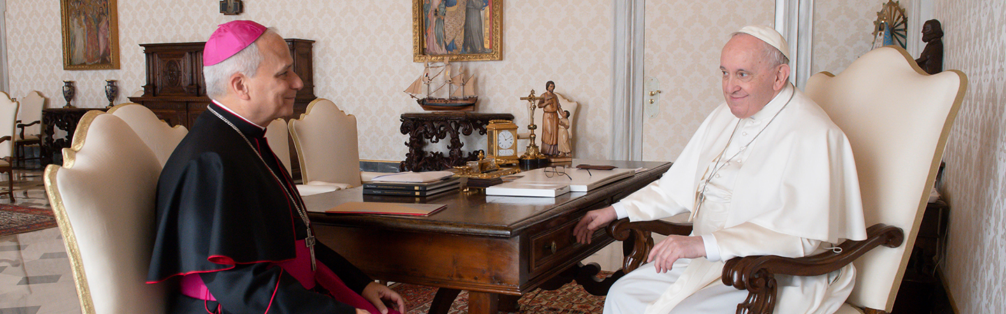 Pope Francis and Cardinal Robert Prevost meeting at the Vatican