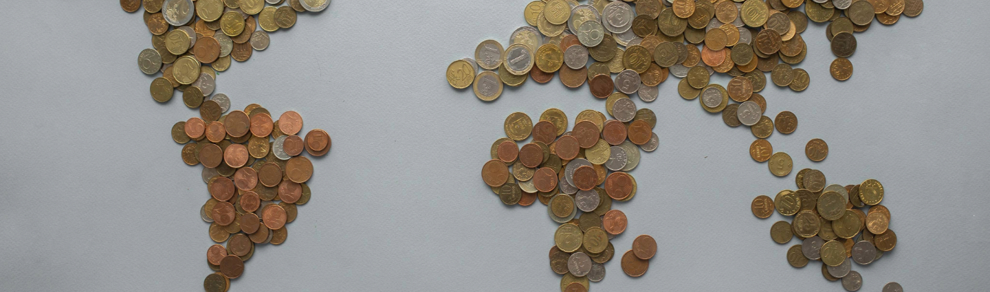 World map made with coins
