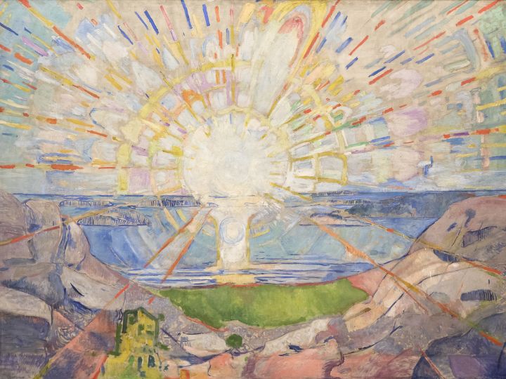 An abstract painting of the sun by Edvard Munch
