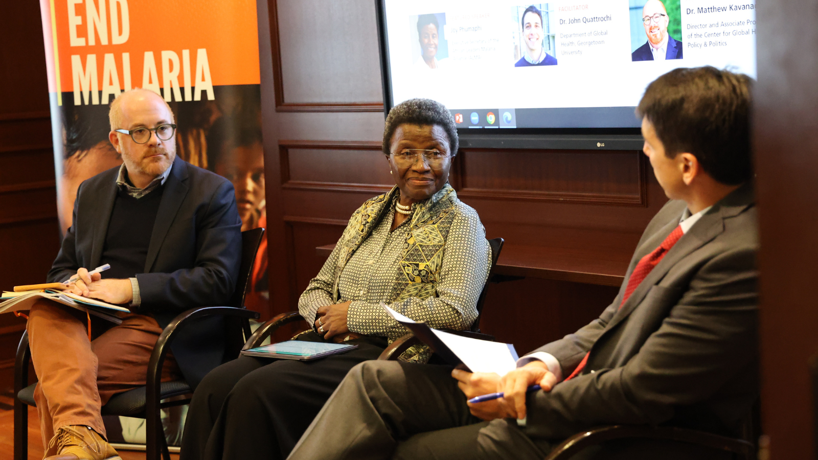(From left) Matthew Kavanagh, Joy Phumaphi, and John Quattrochi
